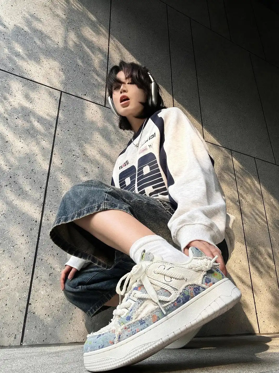 MQMS | Deconstructed Canvas Sneakers-Blue