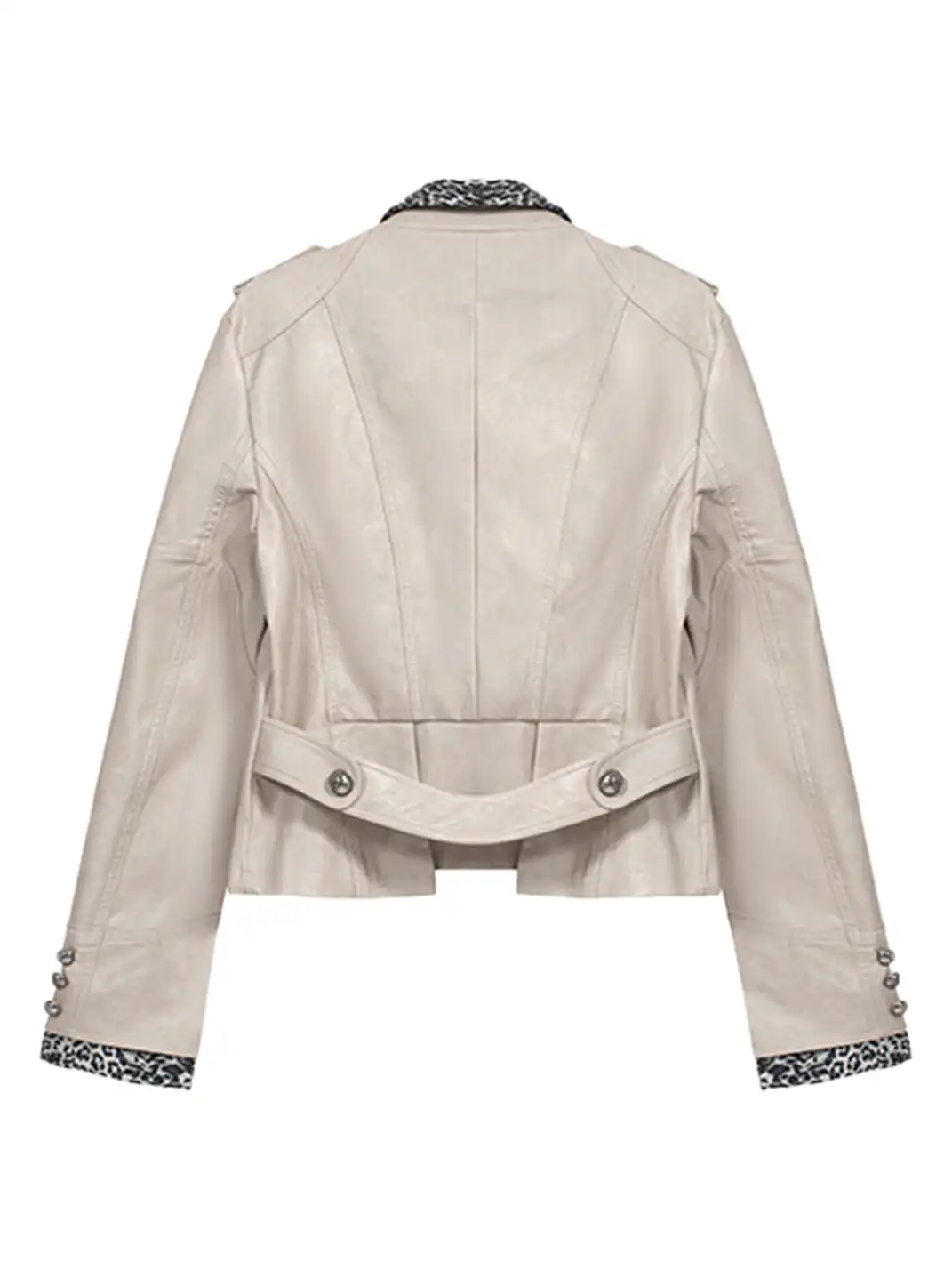 FULLTIDE | Patchwork Leopard Print Leather Jacket