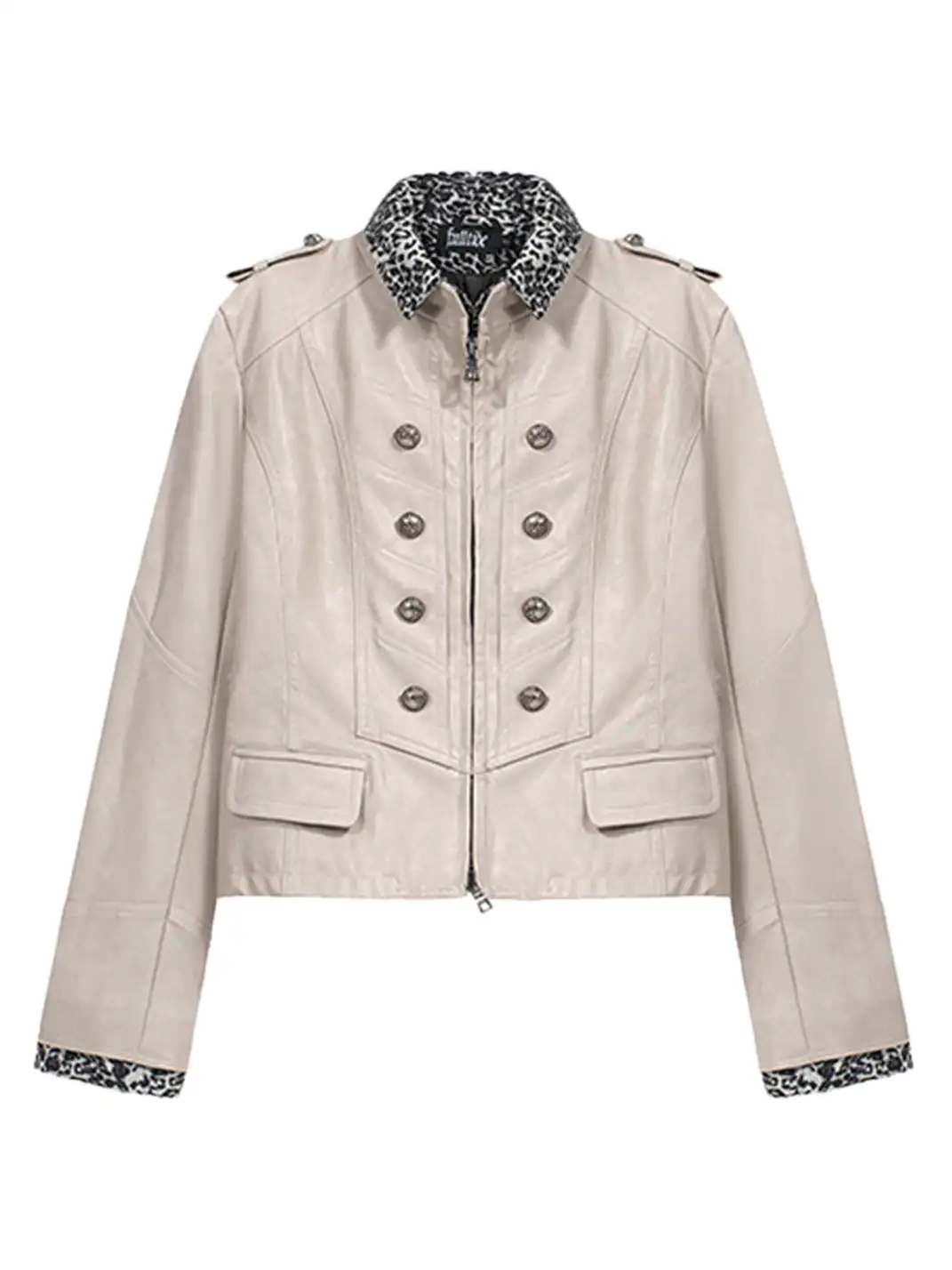 FULLTIDE | Patchwork Leopard Print Leather Jacket