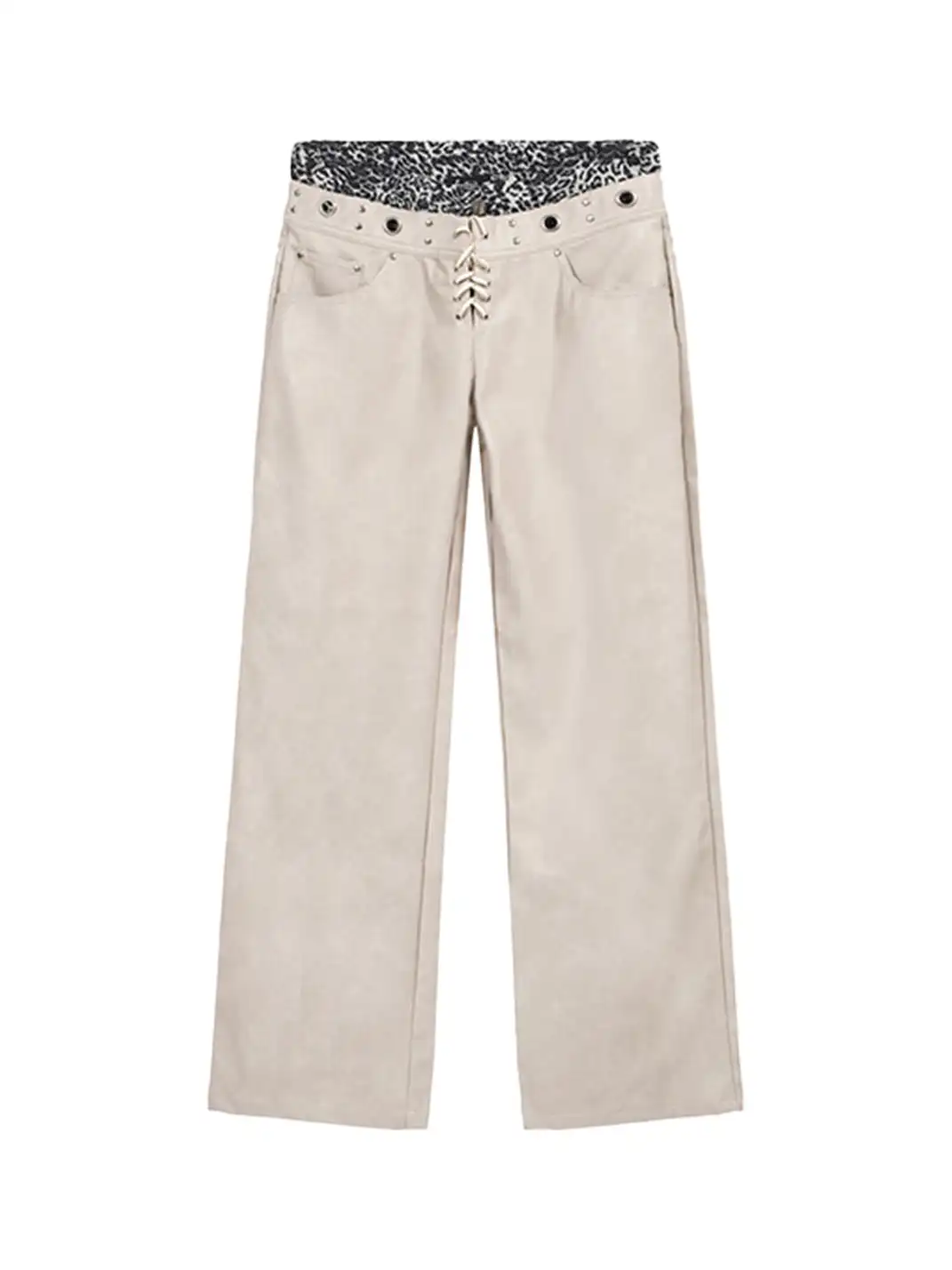 FULLTIDE | Leopard Print Leather Wide-Leg Pants