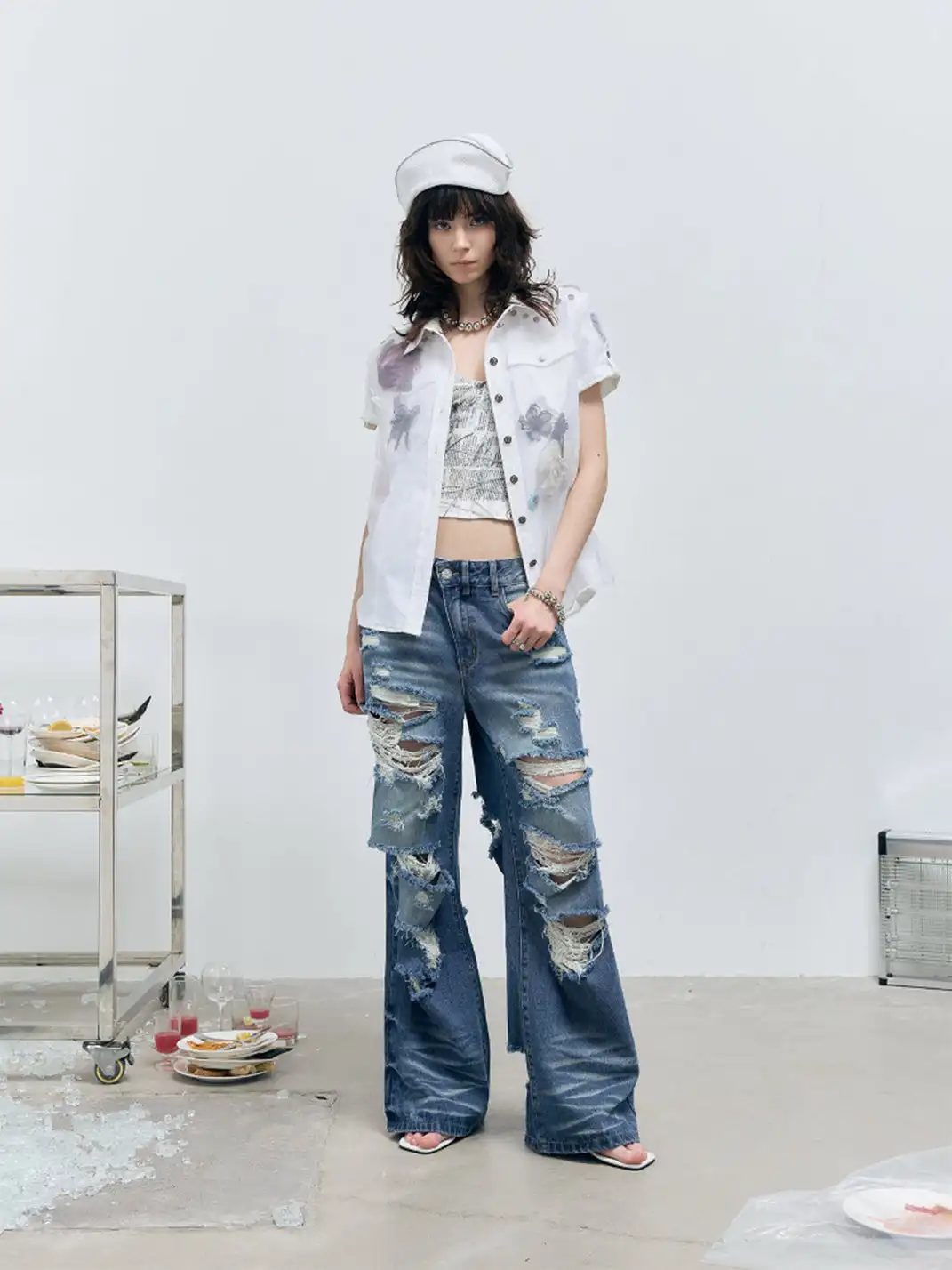 FULLTIDE | Ripped And Distressed Washed Jeans
