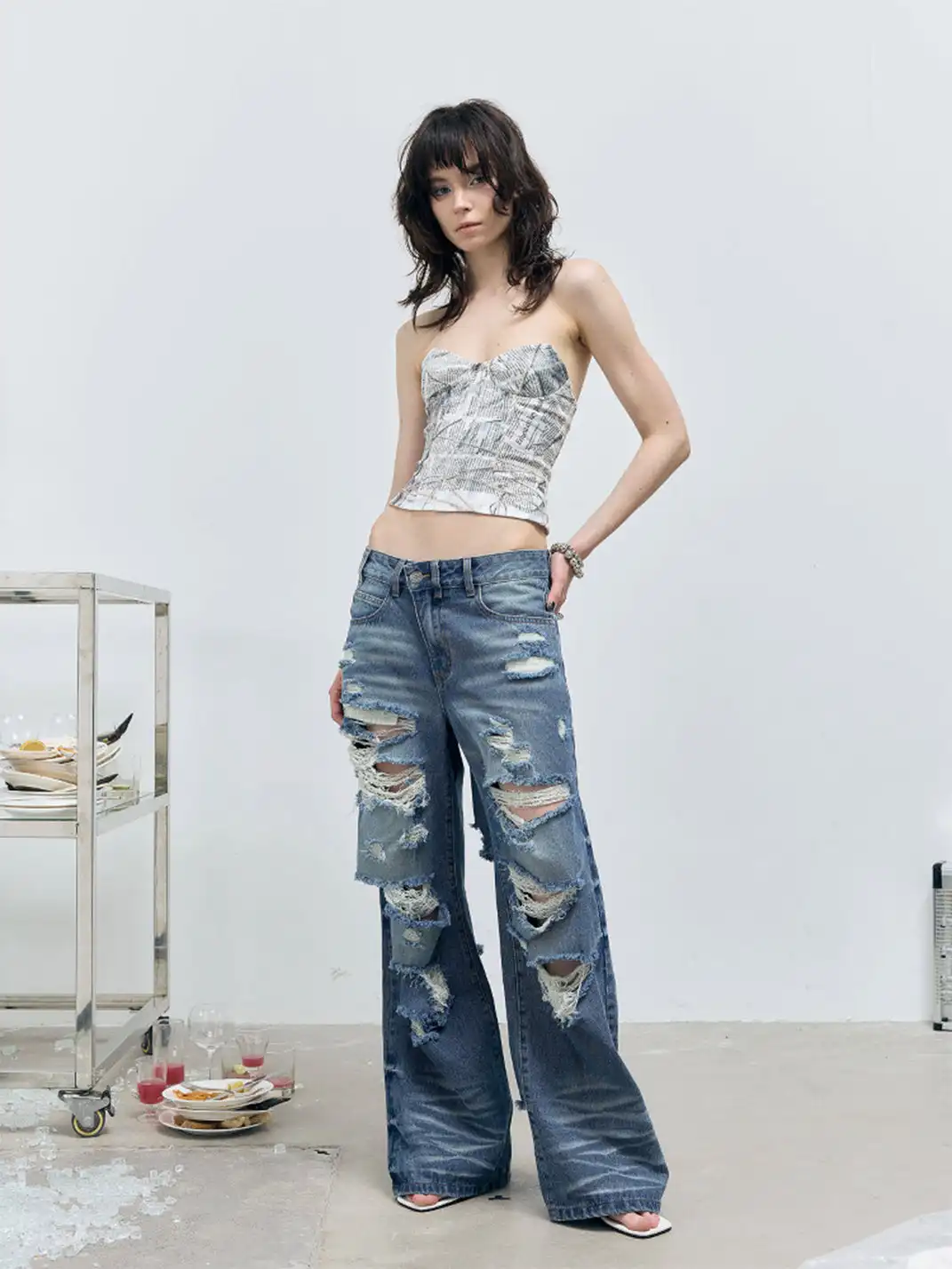 FULLTIDE | Ripped And Distressed Washed Jeans