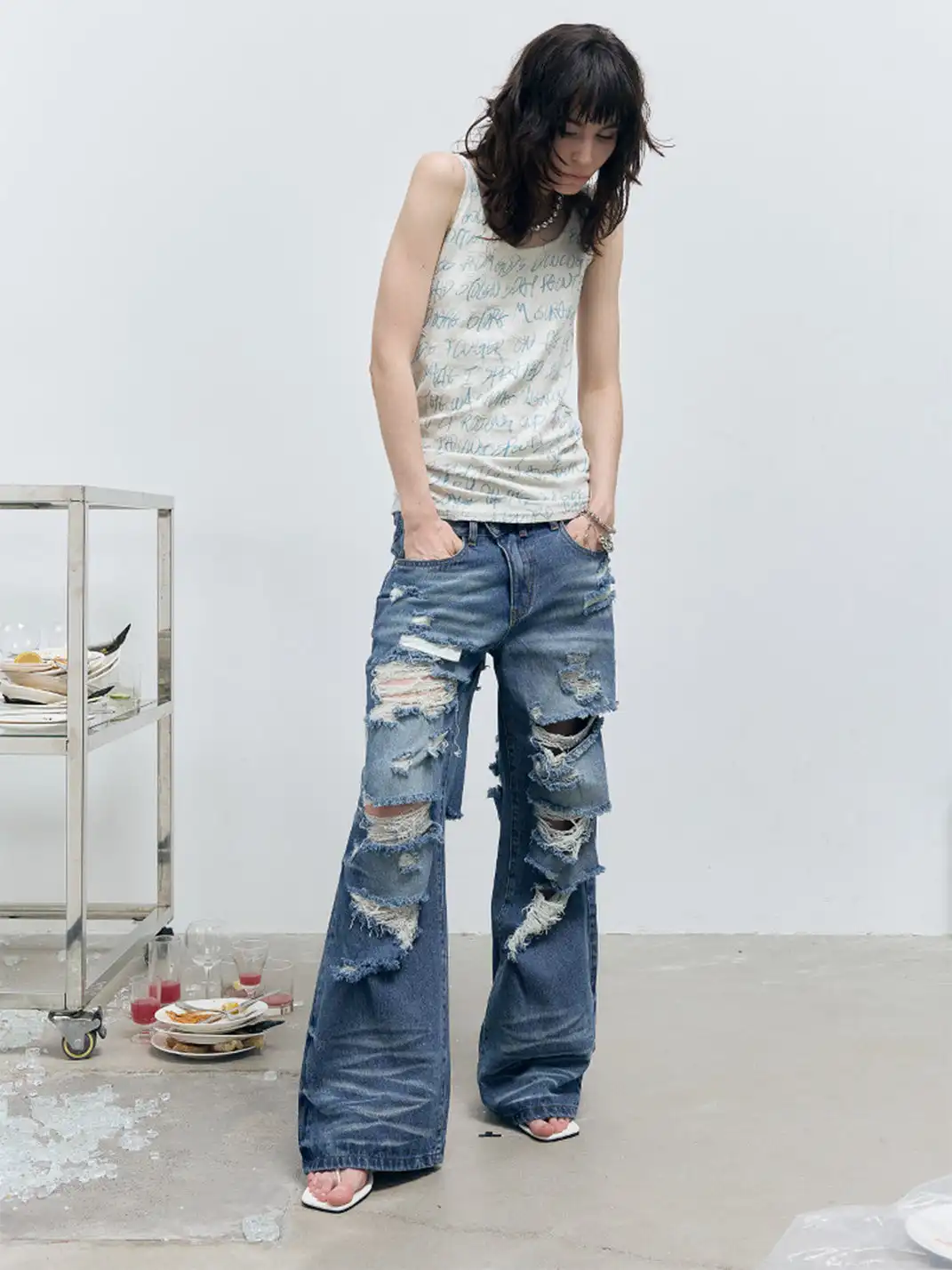FULLTIDE | Ripped And Distressed Washed Jeans