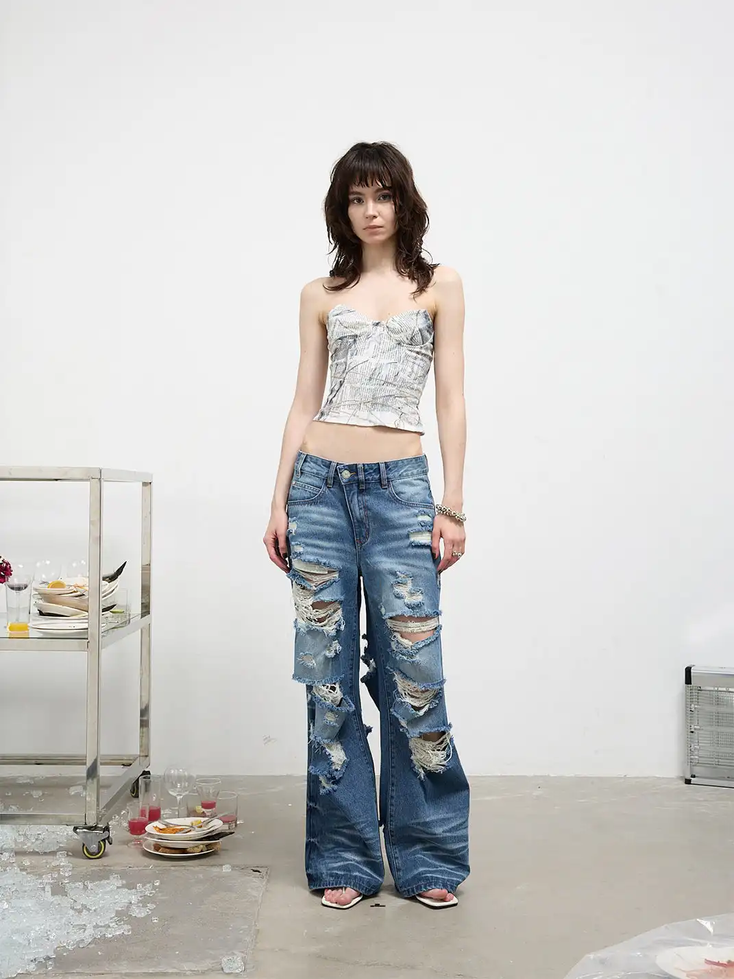 FULLTIDE | Ripped And Distressed Washed Jeans