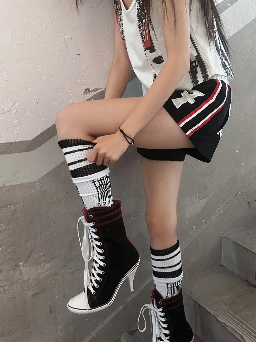 FULLTIDE | 2-Pack Barcode Knitted Patchwork Socks