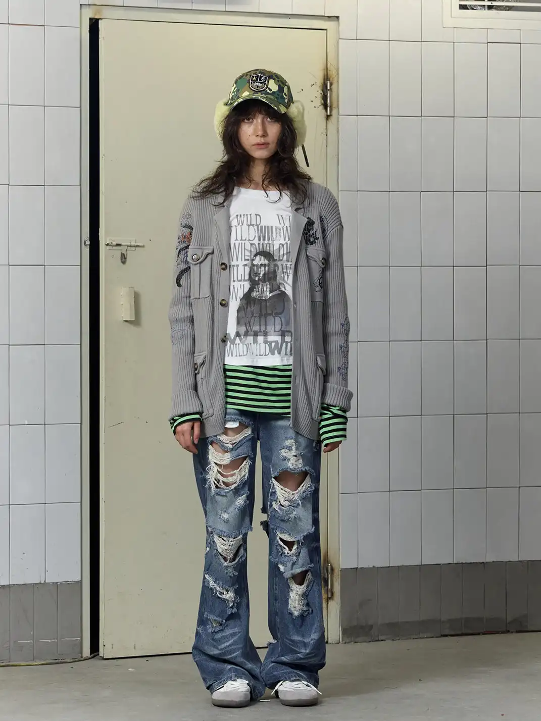 FULLTIDE | Parody Graffiti Faux Two-Piece Patchwork Long Sleeve