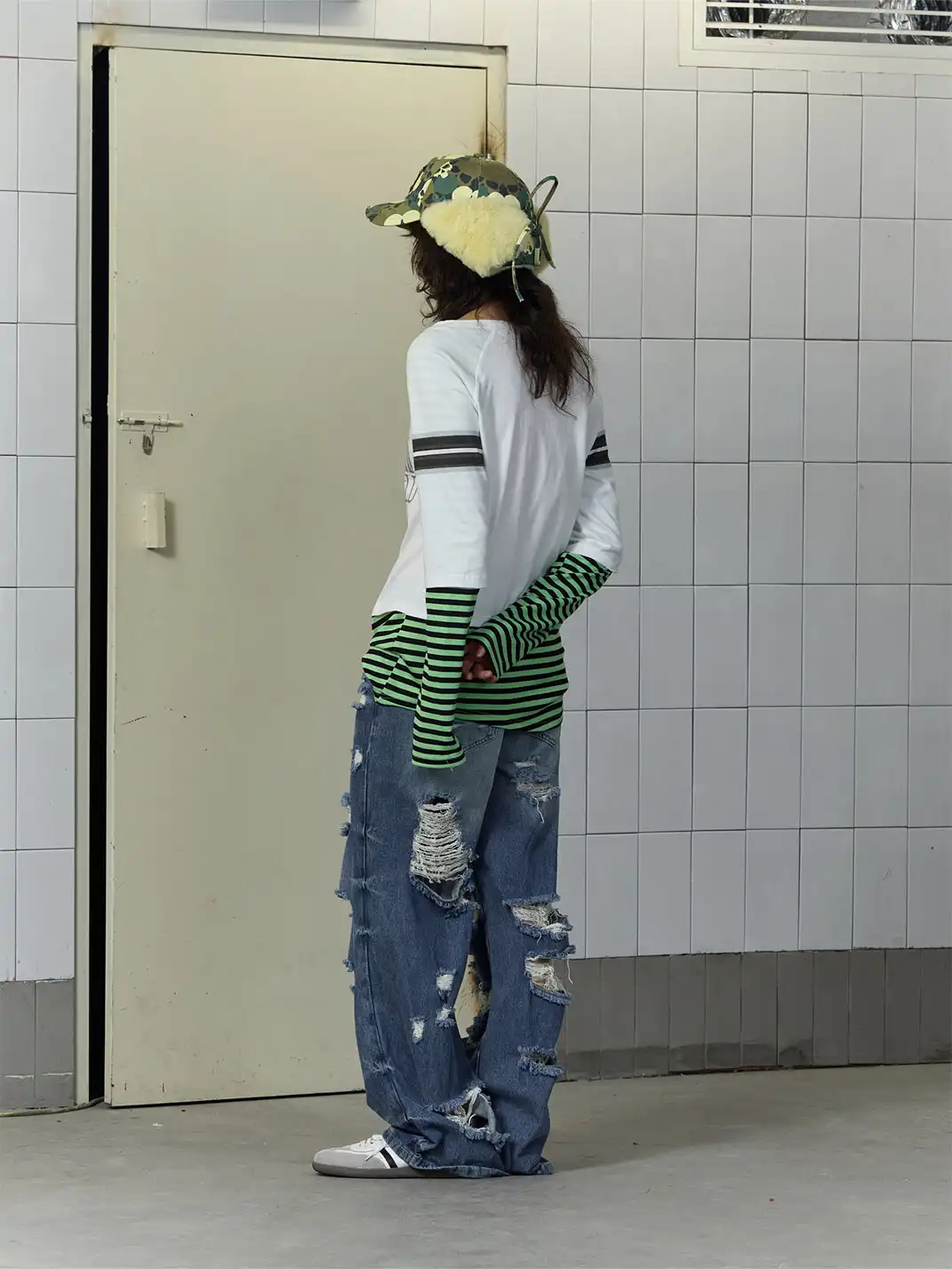 FULLTIDE | Parody Graffiti Faux Two-Piece Patchwork Long Sleeve