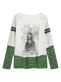 FULLTIDE | Parody Graffiti Faux Two-Piece Patchwork Long Sleeve
