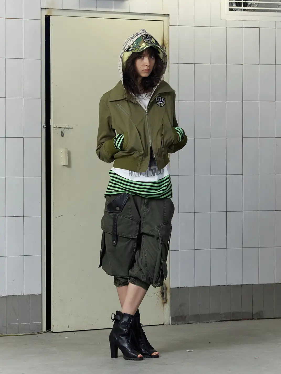 FULLTIDE | Parody Graffiti Faux Two-Piece Patchwork Long Sleeve
