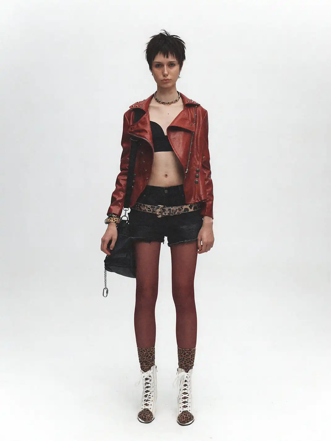 FULLTIDE | Rhinestone Leopard Print Sequined Leather Belt