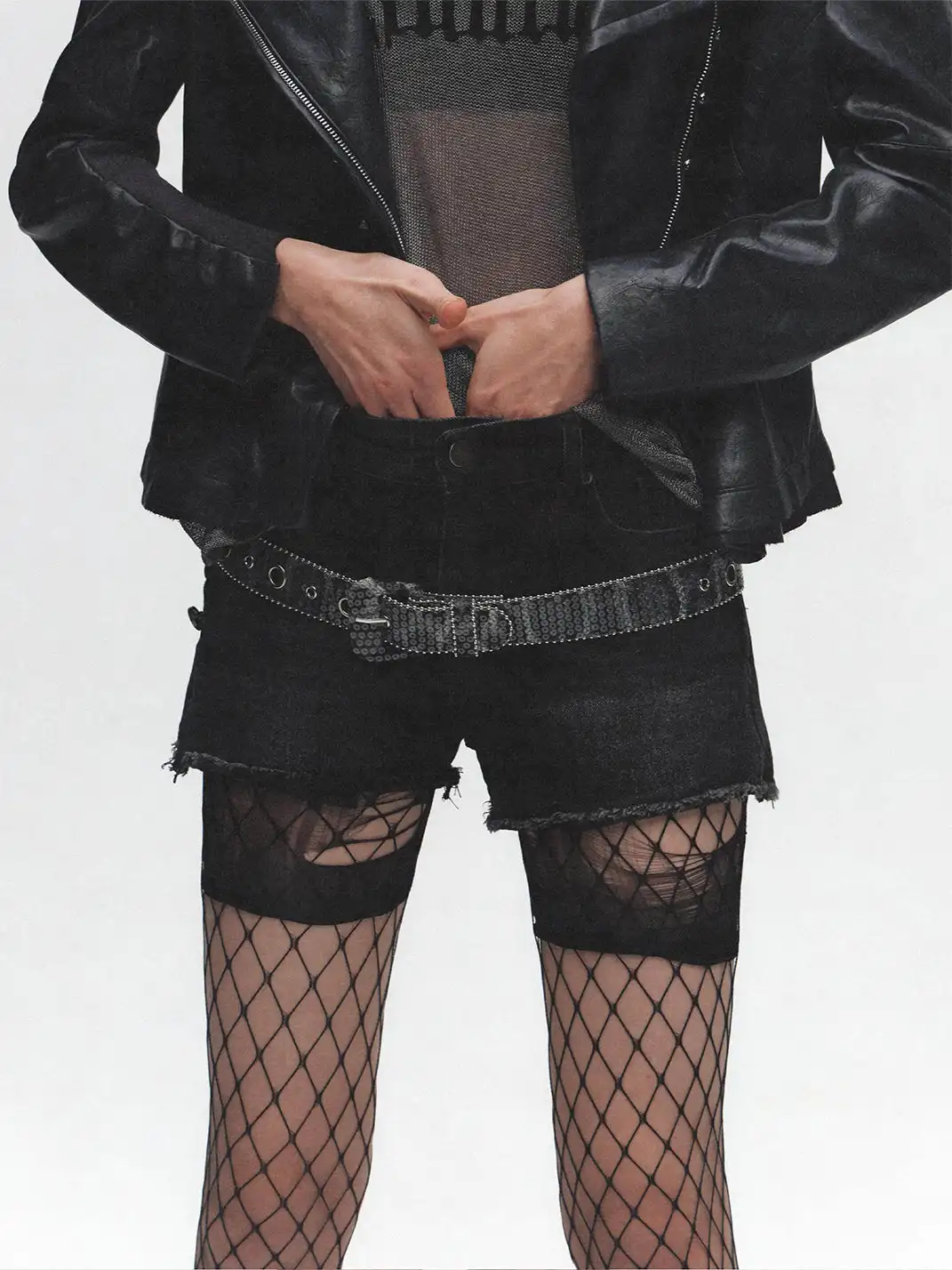 FULLTIDE | Rhinestone Leopard Print Sequined Leather Belt