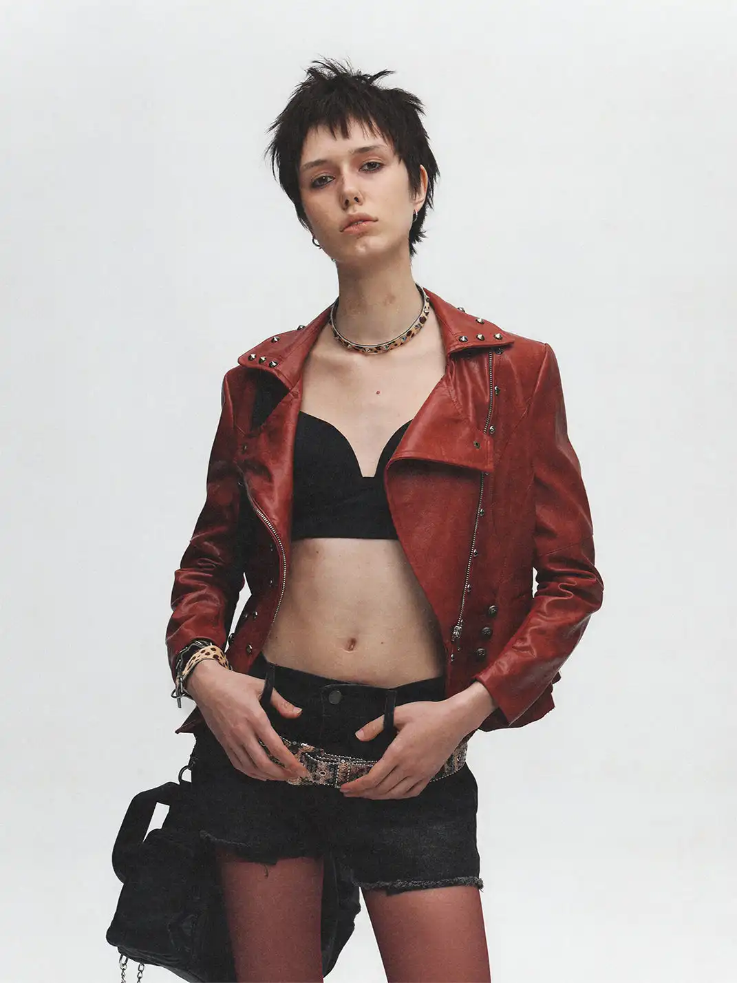 FULLTIDE | Rhinestone Leopard Print Sequined Leather Belt