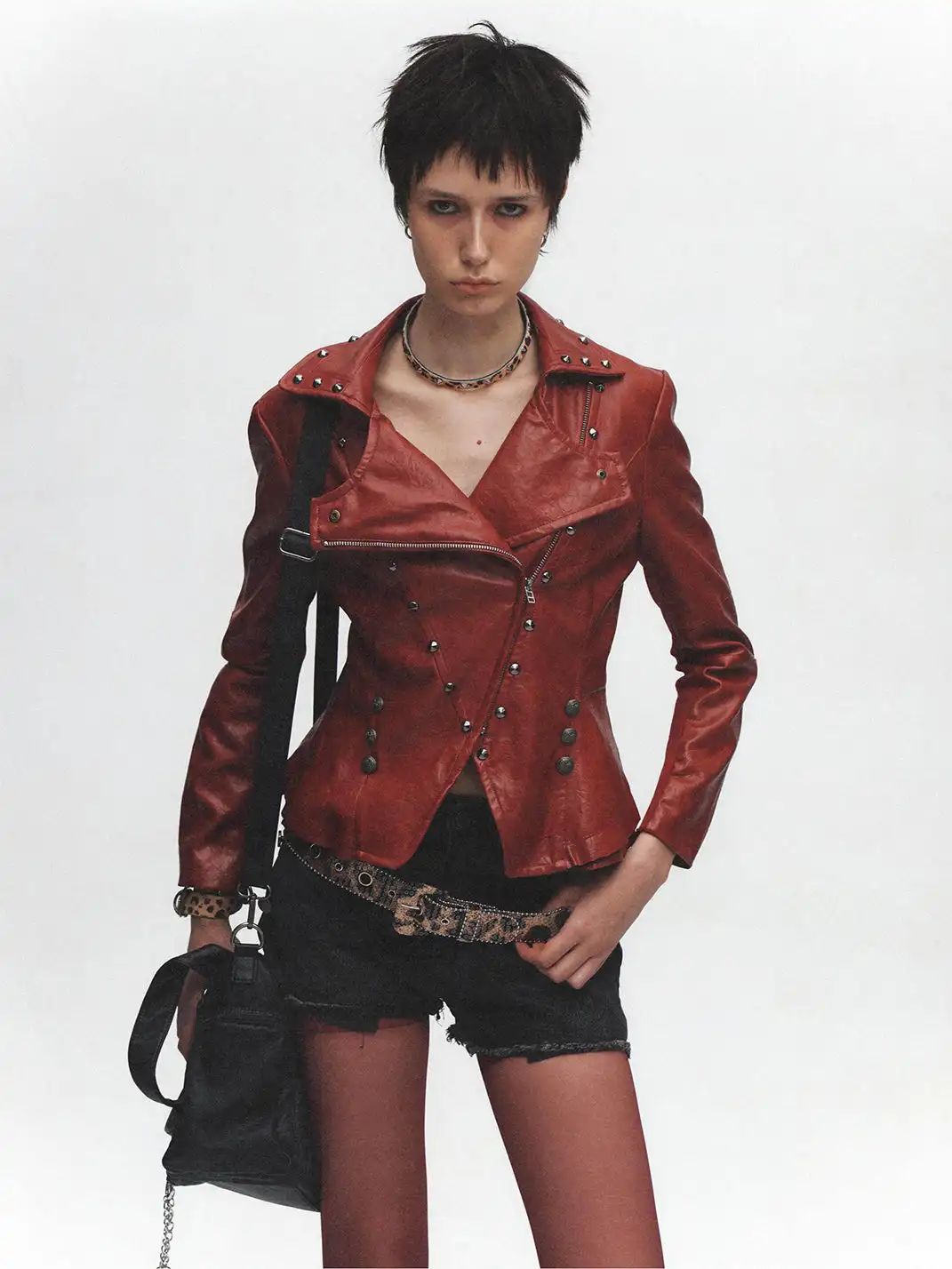 FULLTIDE | Rhinestone Leopard Print Sequined Leather Belt