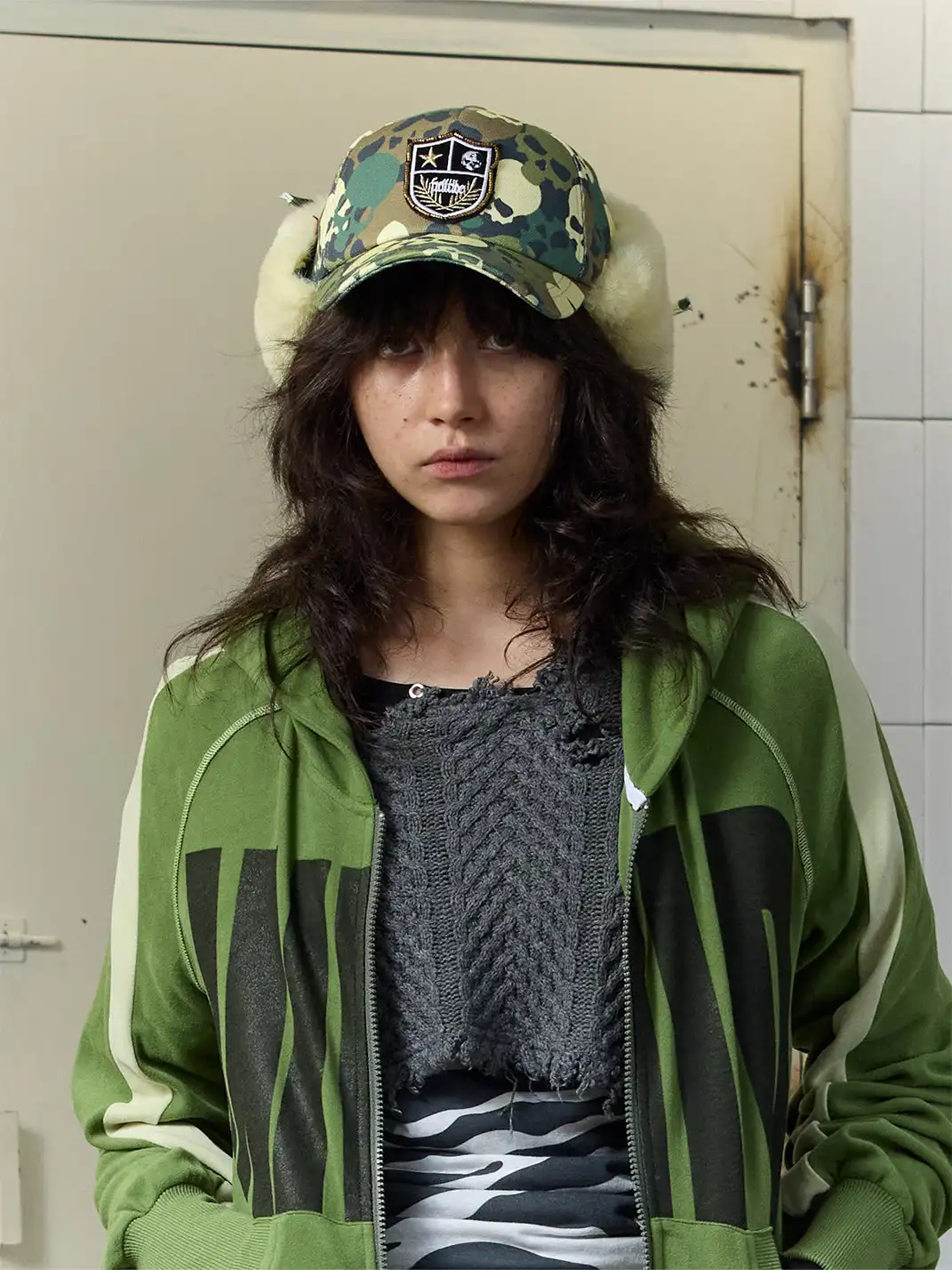 FULLTIDE | Patchwork Camouflage Badge Lei Feng Baseball Cap