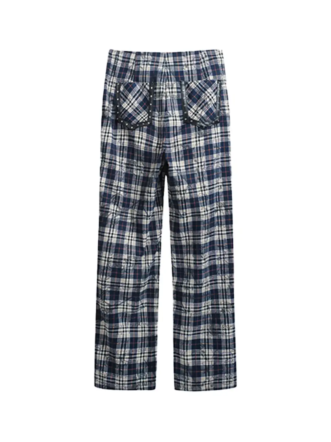 FULLTIDE | Leather Button-Up Pleated Plaid Trousers