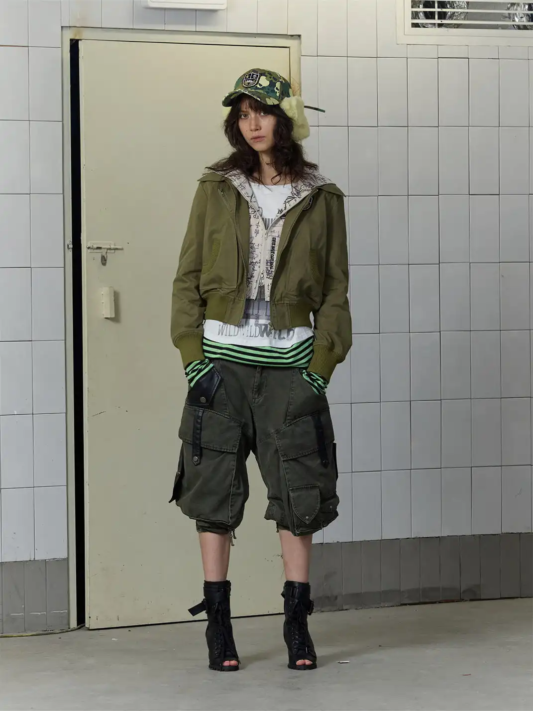 FULLTIDE | Graffiti-Print Faux Two-Piece Zip-Up Jacket