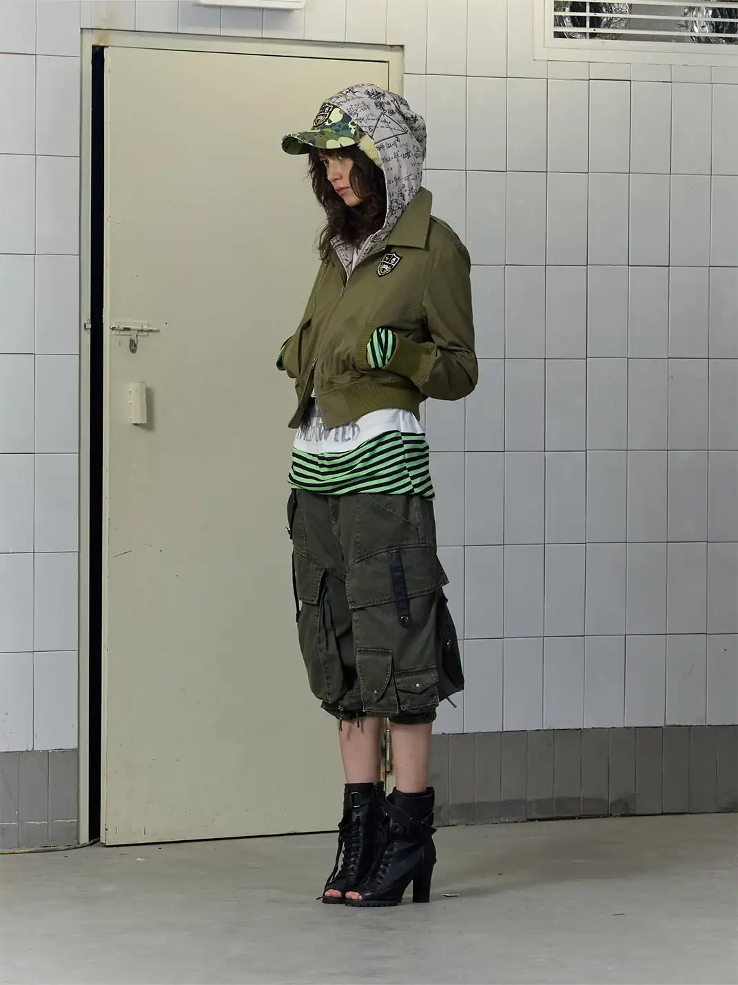 FULLTIDE | Graffiti-Print Faux Two-Piece Zip-Up Jacket