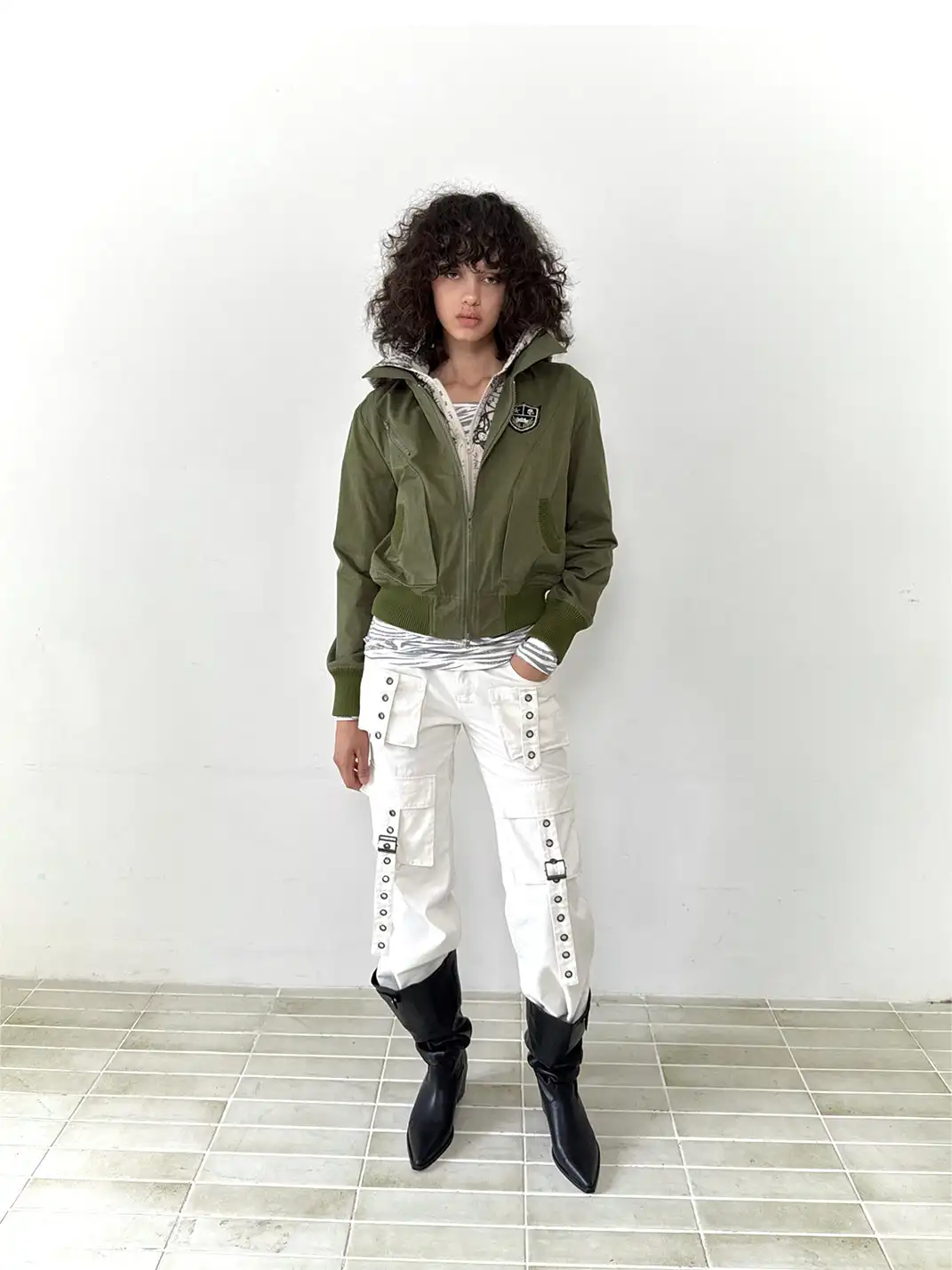 FULLTIDE | Graffiti-Print Faux Two-Piece Zip-Up Jacket
