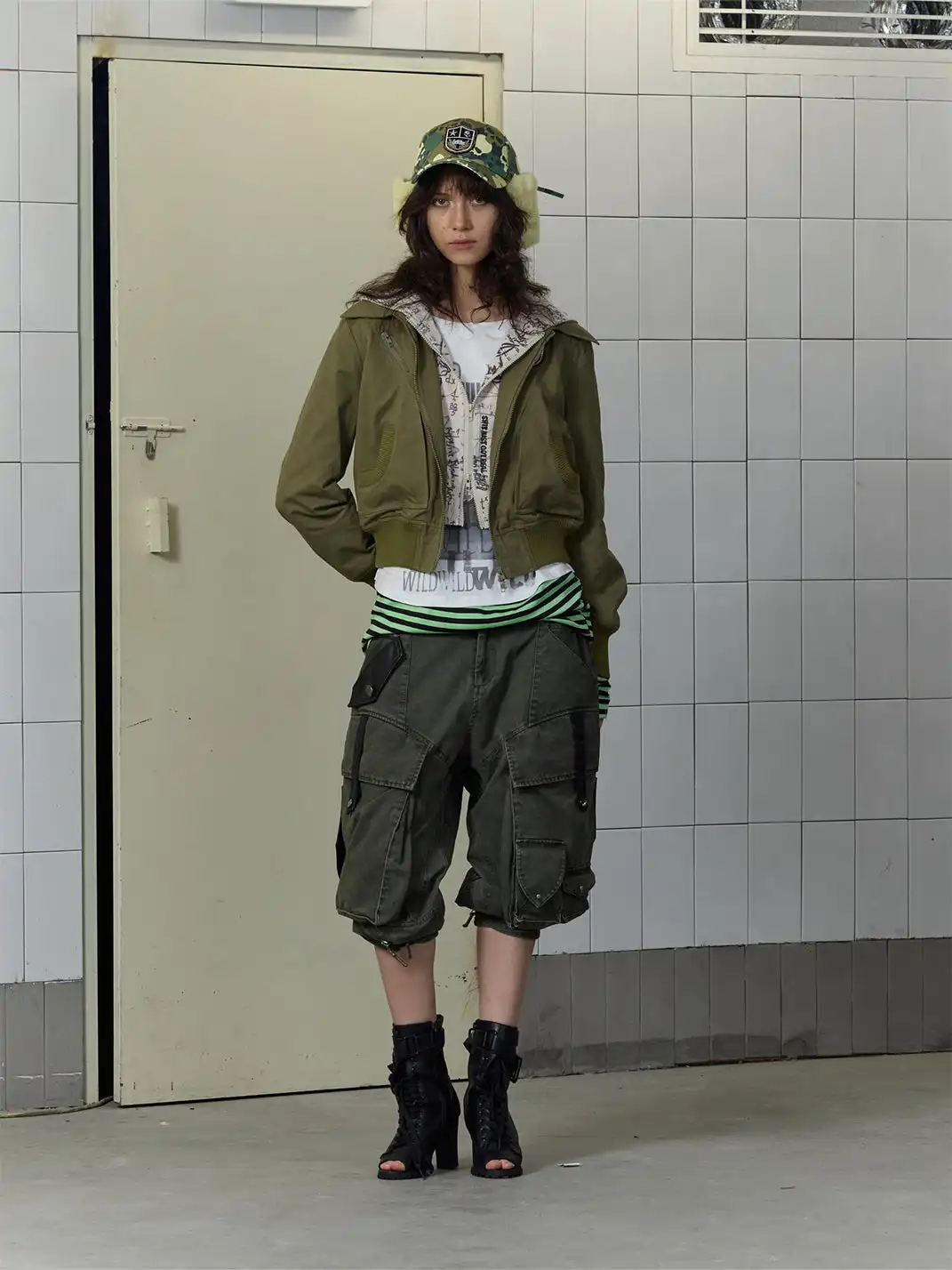 FULLTIDE | Graffiti-Print Faux Two-Piece Zip-Up Jacket