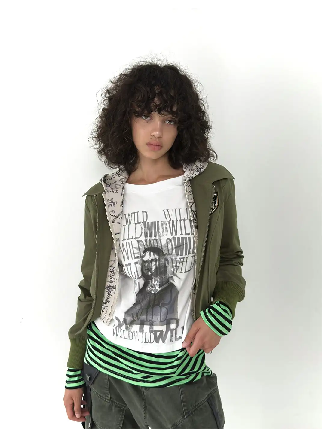 FULLTIDE | Graffiti-Print Faux Two-Piece Zip-Up Jacket