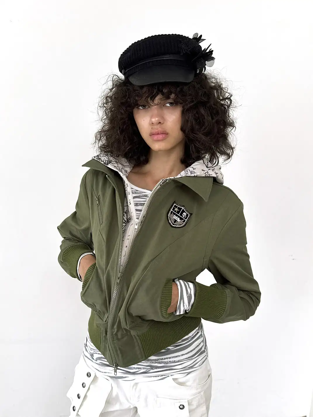 FULLTIDE | Graffiti-Print Faux Two-Piece Zip-Up Jacket