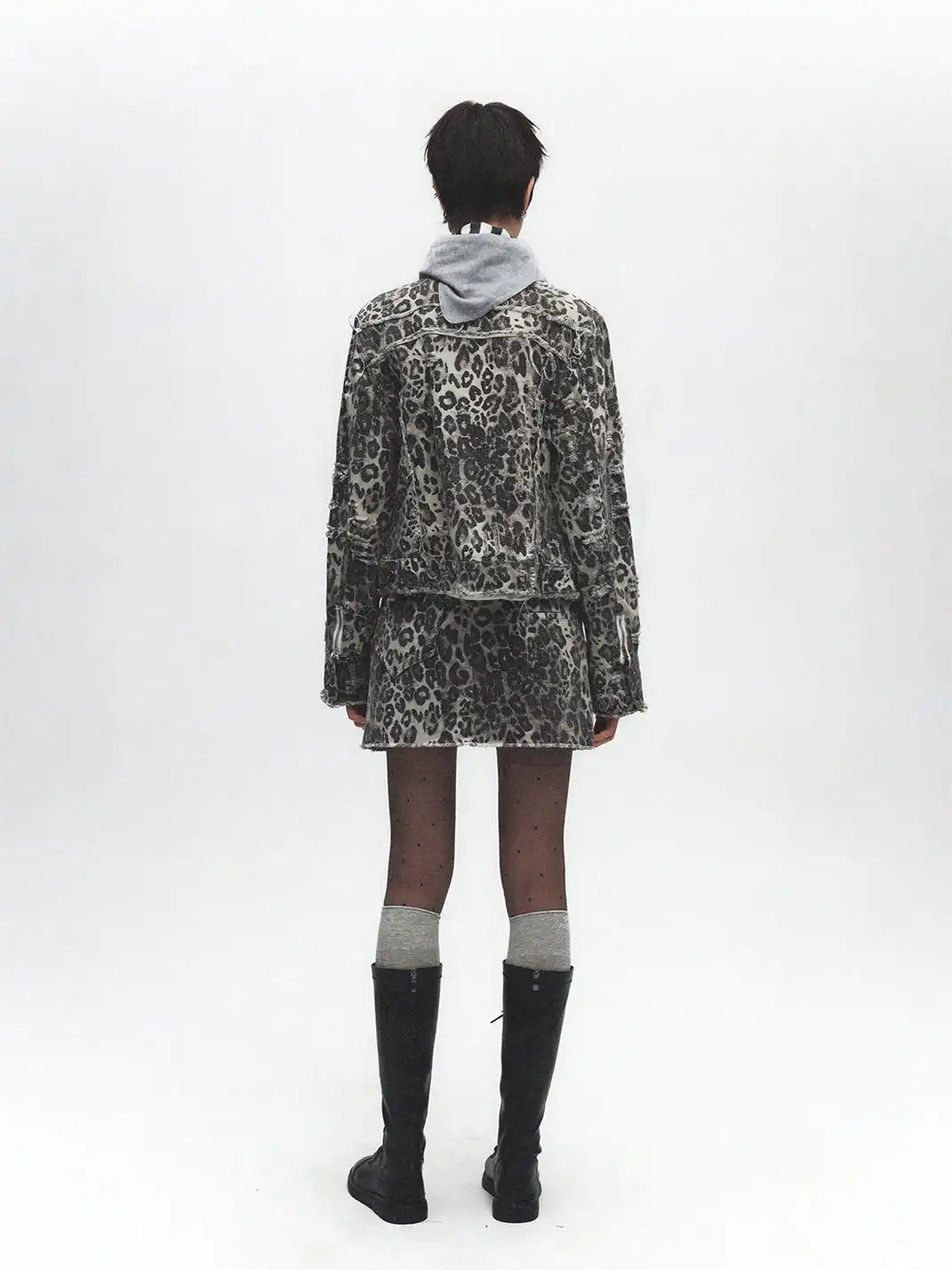 FULLTIDE | Leopard Print Washed Distressed Jacket