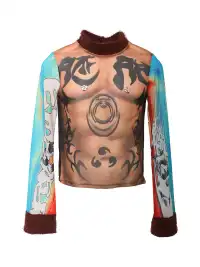 Embryo | Totem Print Mesh Patchwork Base Layer