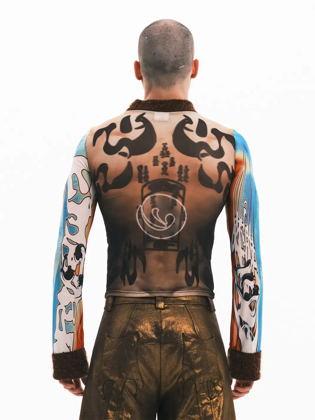 Embryo | Totem Print Mesh Patchwork Base Layer