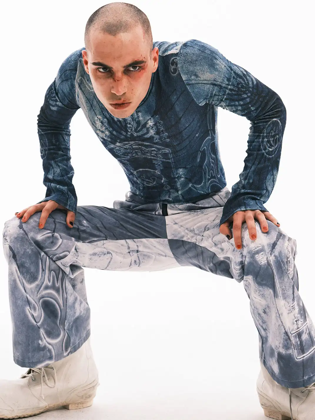 Embryo | Ancient Book Pattern Print Textured Base Layer Shirt