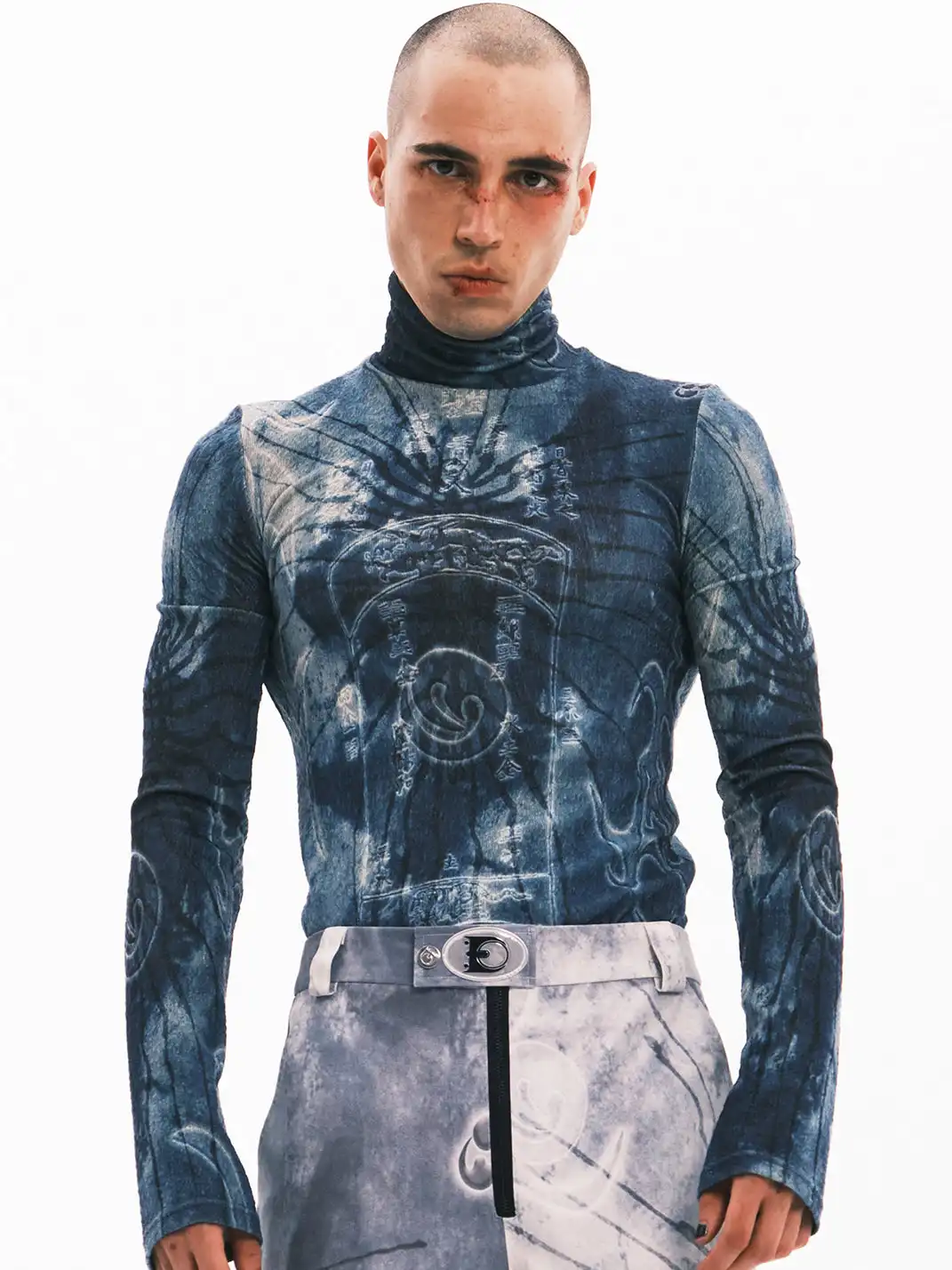 Embryo | Ancient Book Pattern Print Textured Base Layer Shirt
