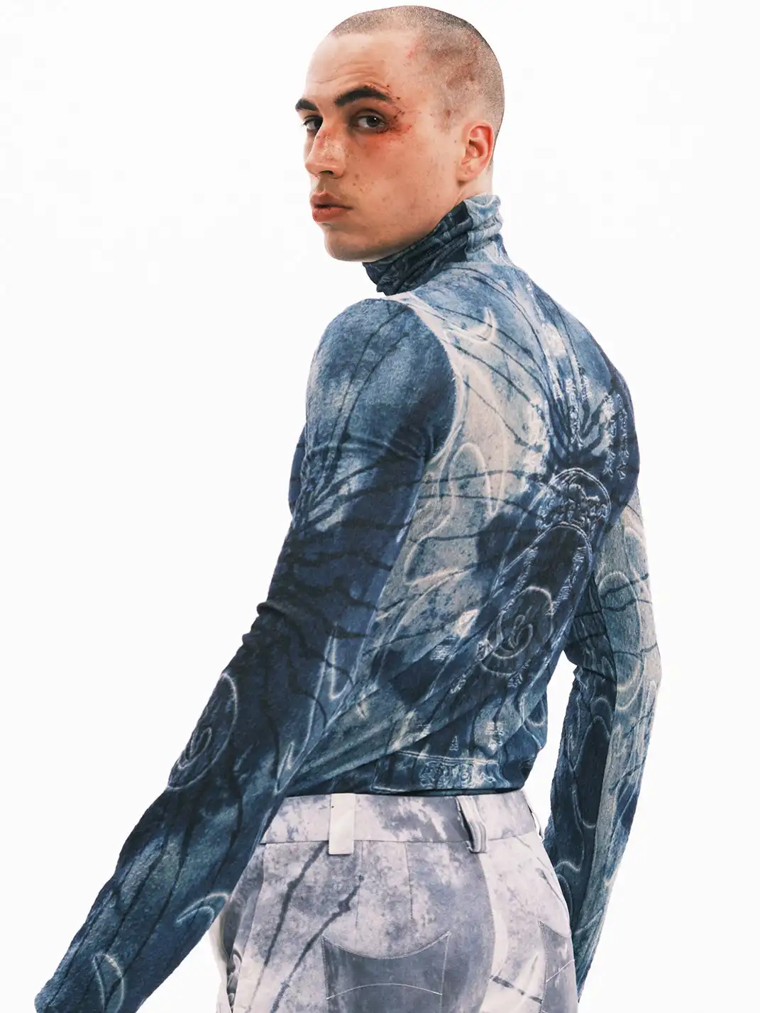 Embryo | Ancient Book Pattern Print Textured Base Layer Shirt