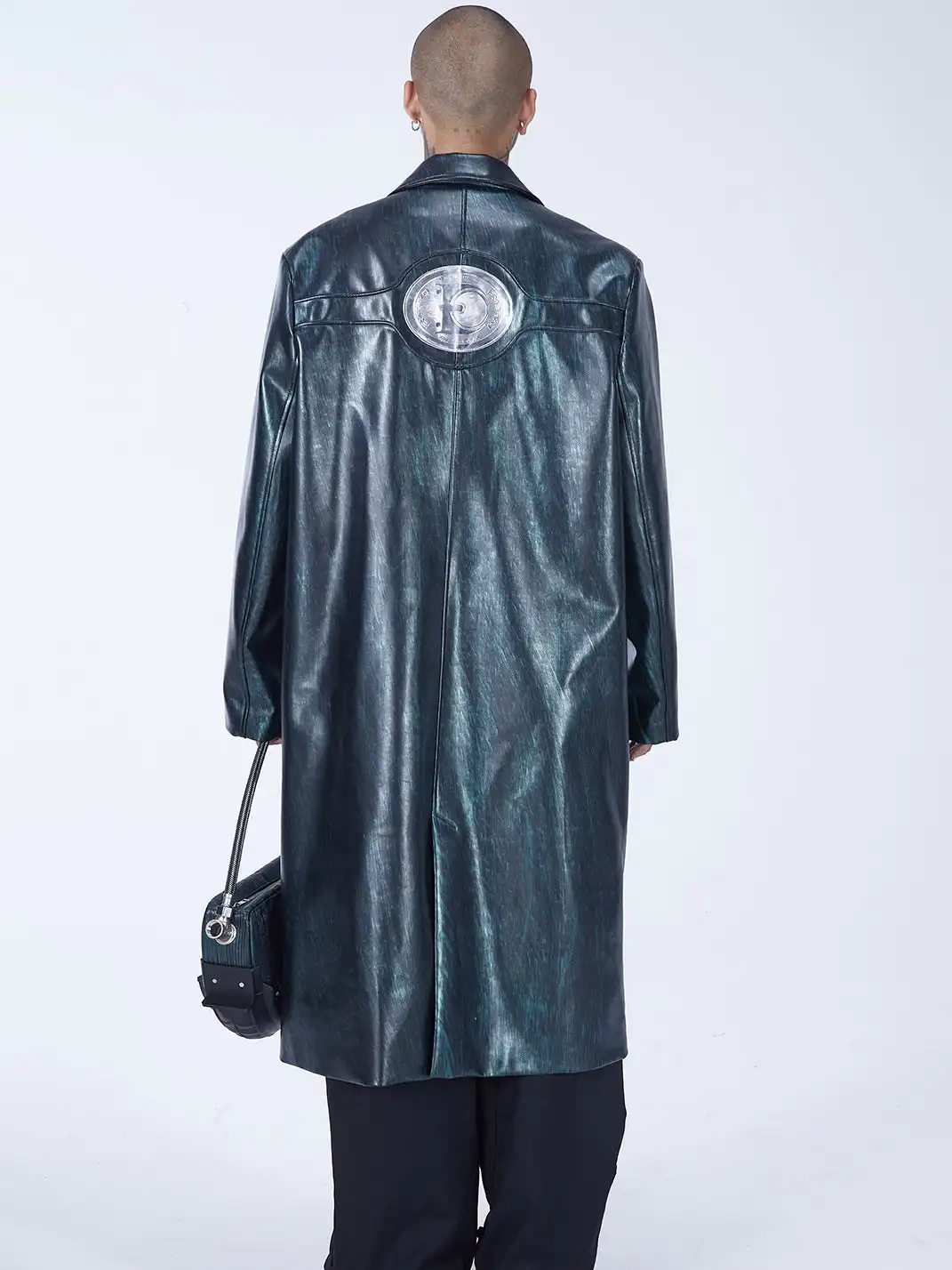 Embryo | Matrix Leather Trench Coat with Lock-on Snap