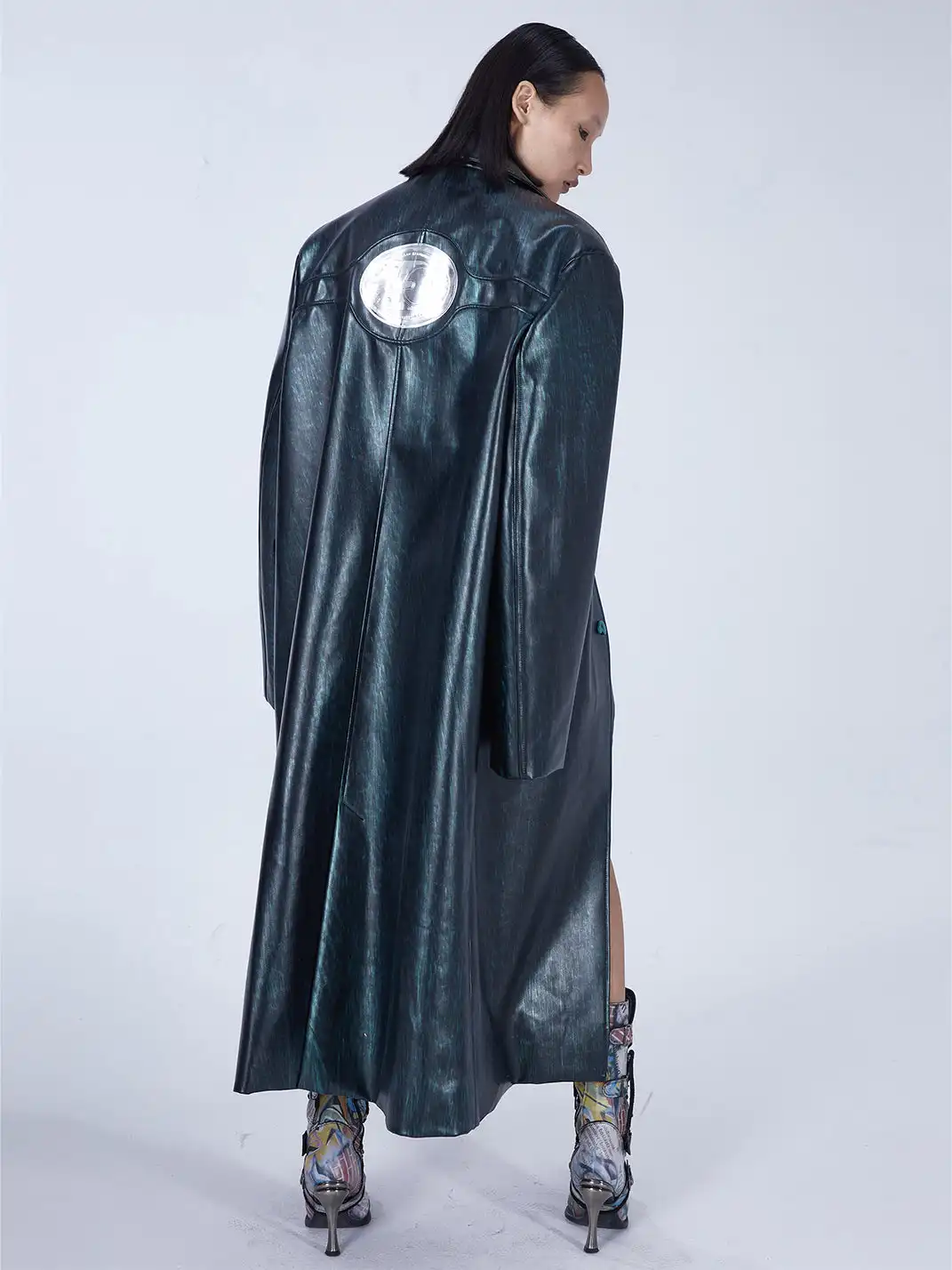 Embryo | Matrix Leather Trench Coat with Lock-on Snap