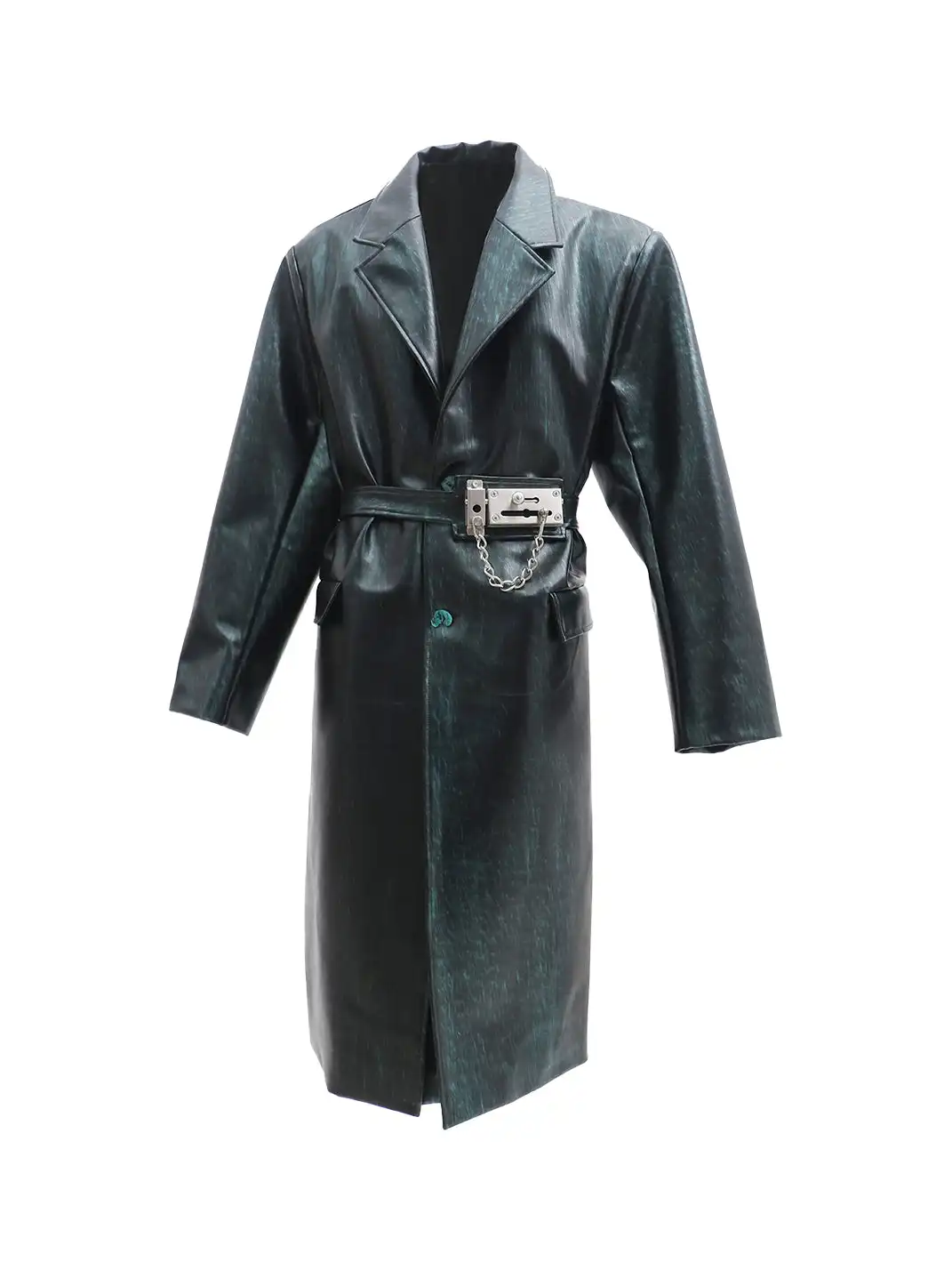 Embryo | Matrix Leather Trench Coat with Lock-on Snap