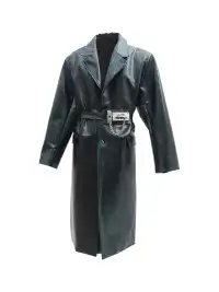 Embryo | Matrix Leather Trench Coat with Lock-on Snap