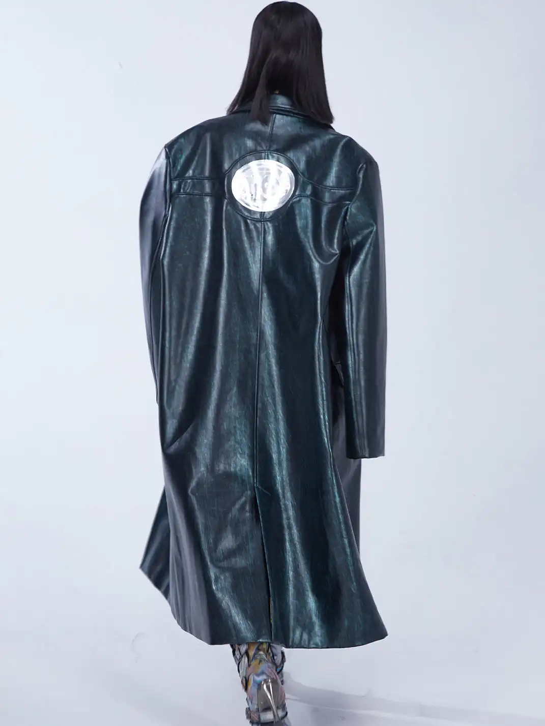 Embryo | Matrix Leather Trench Coat with Lock-on Snap