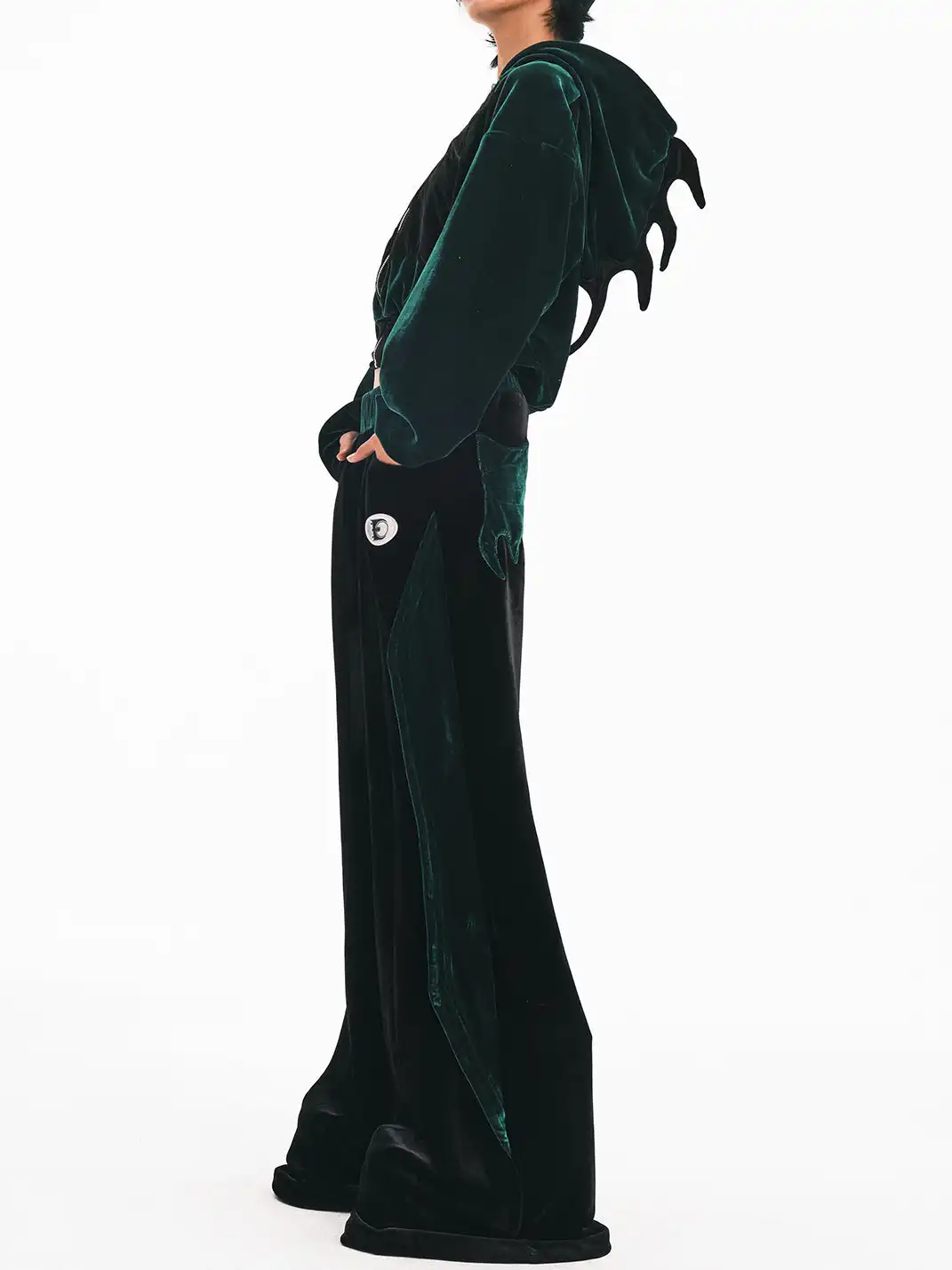 Embryo | Velvet Patchwork Wide-Leg Pants
