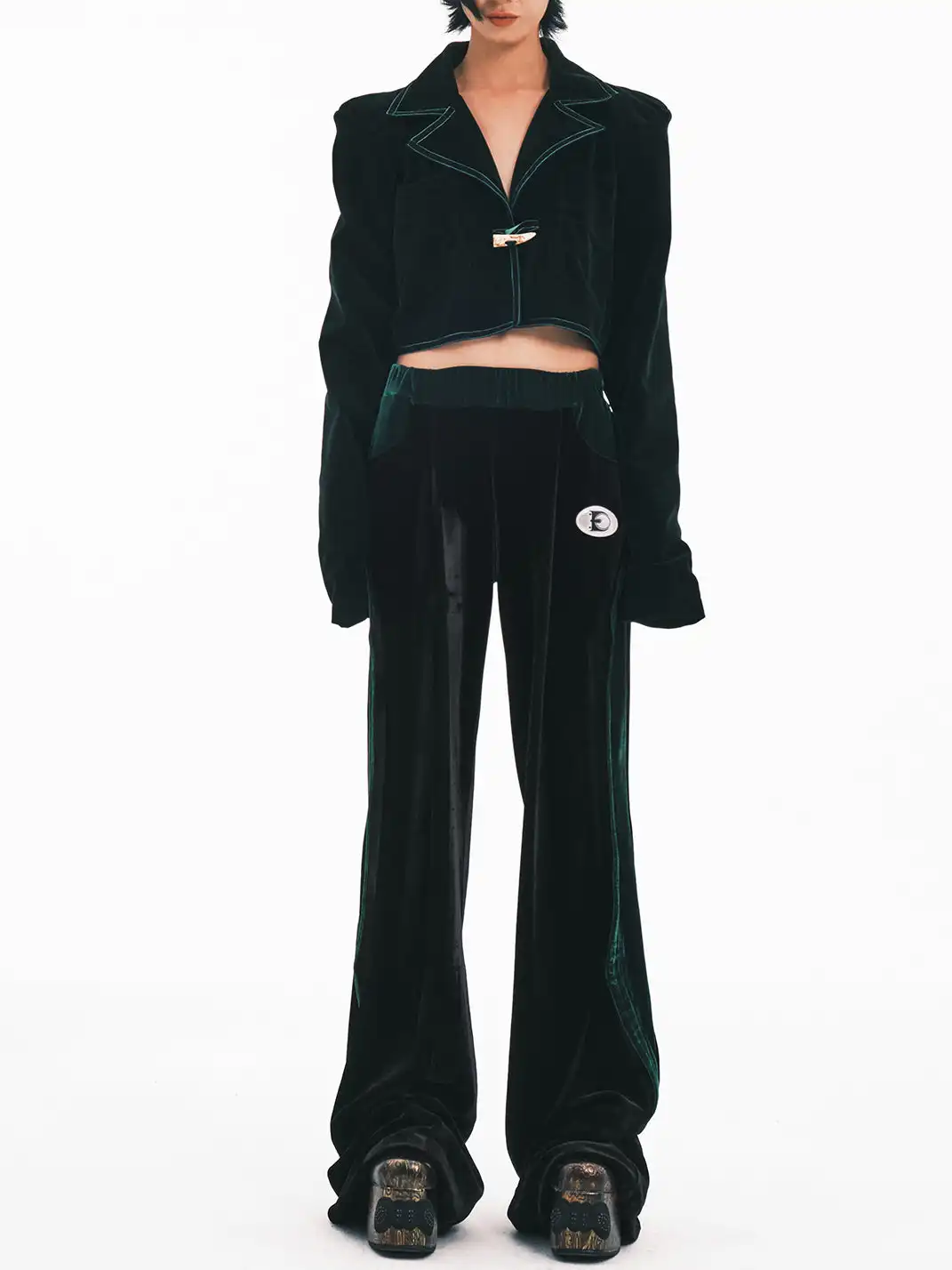 Embryo | Velvet Patchwork Wide-Leg Pants