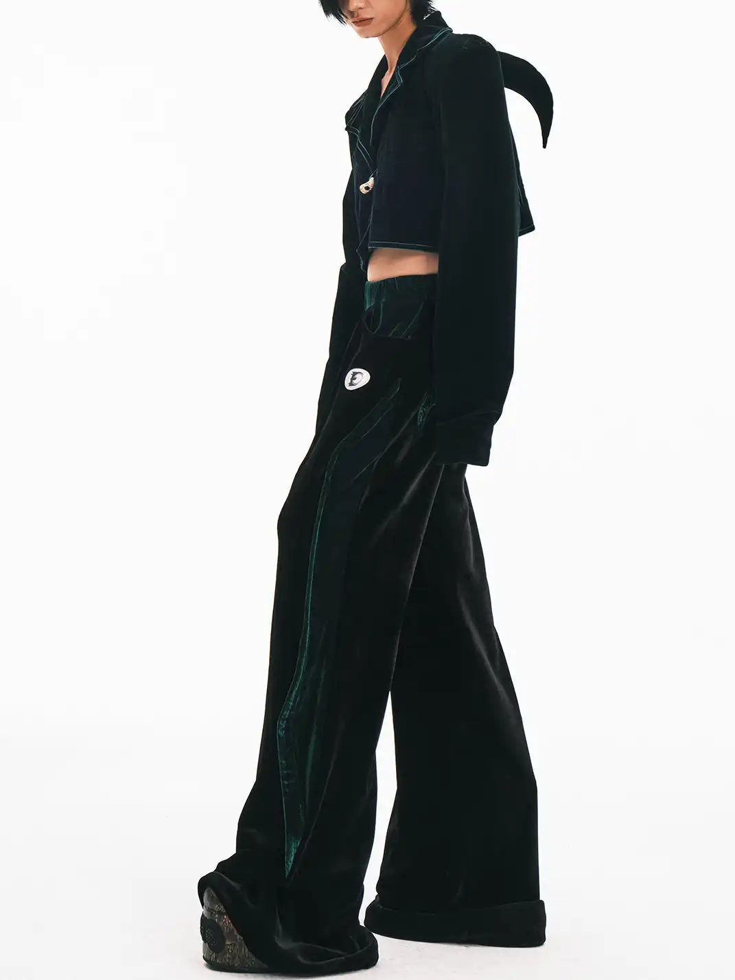 Embryo | Velvet Patchwork Wide-Leg Pants