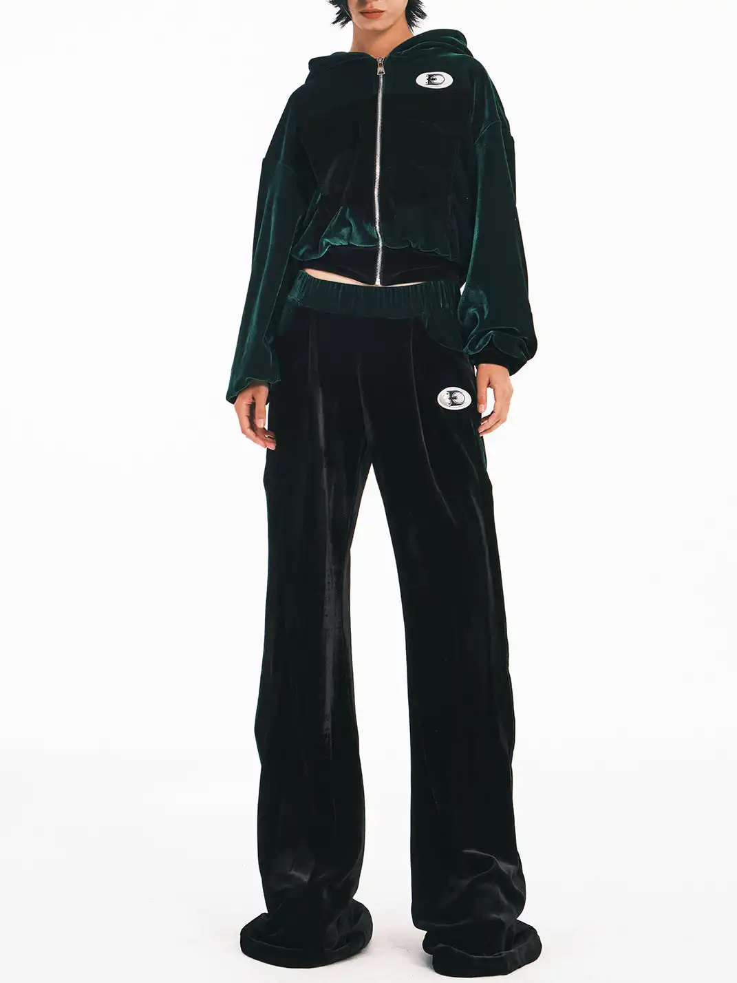 Embryo | Velvet Patchwork Wide-Leg Pants