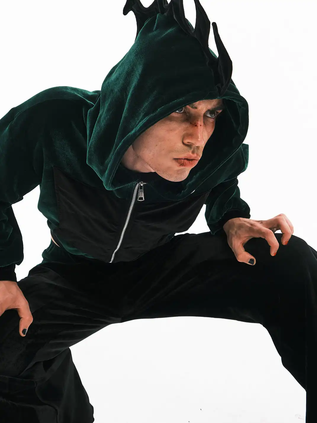 Embryo | Velvet Spiky Patchwork Sweatshirt