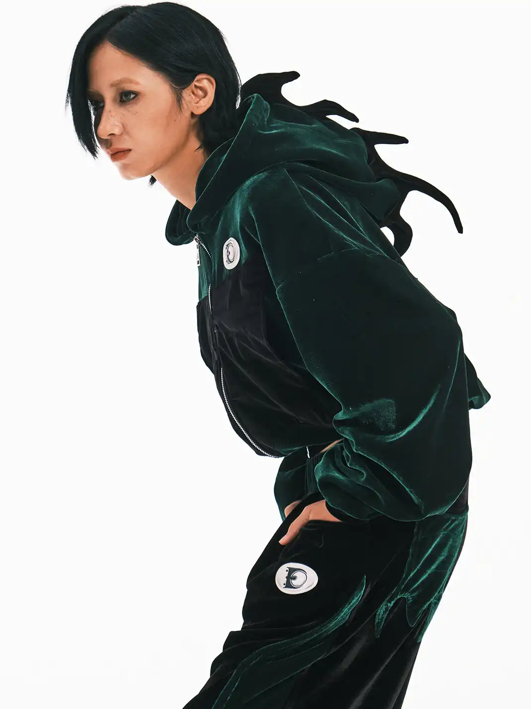 Embryo | Velvet Spiky Patchwork Sweatshirt