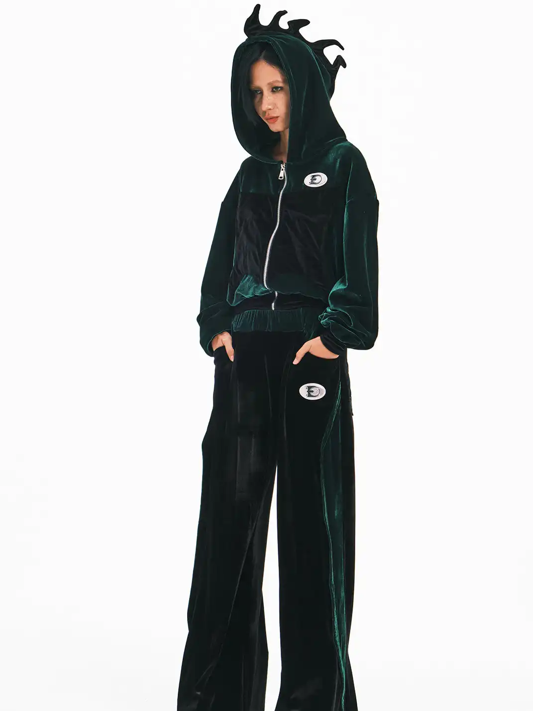 Embryo | Velvet Spiky Patchwork Sweatshirt