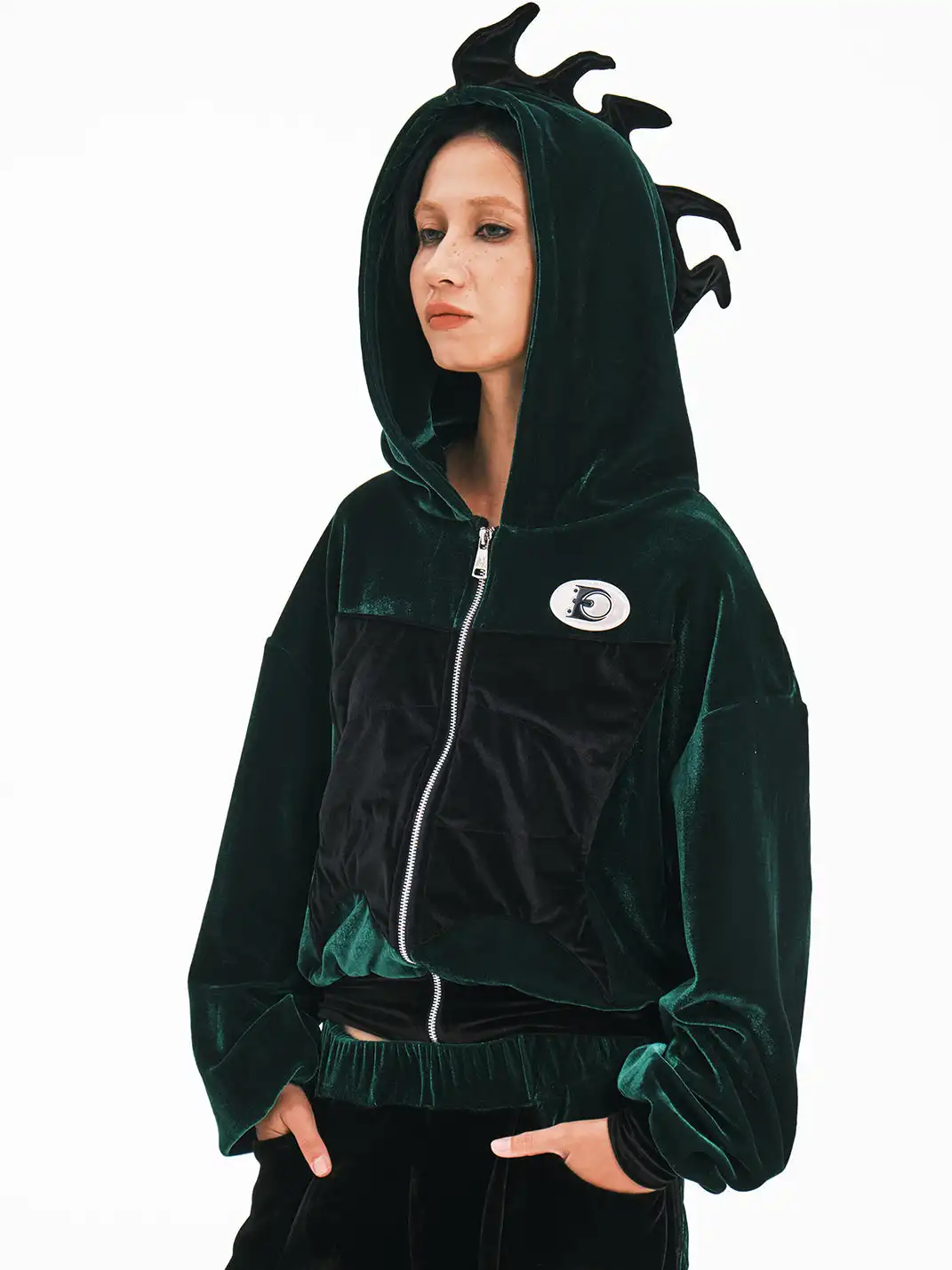 Embryo | Velvet Spiky Patchwork Sweatshirt