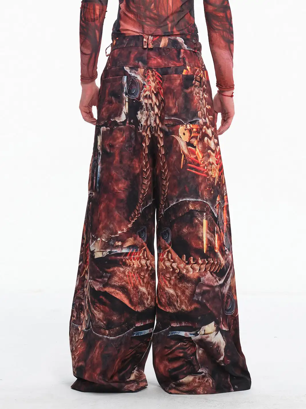 Embryo | Skeletal Simulation Tribal Totem Wide-Leg Pants
