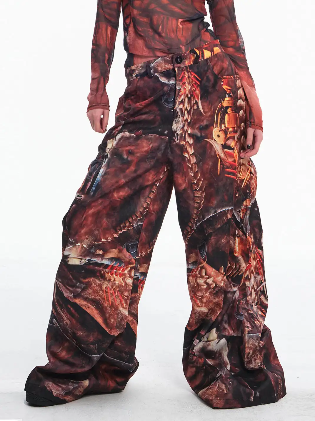 Embryo | Skeletal Simulation Tribal Totem Wide-Leg Pants