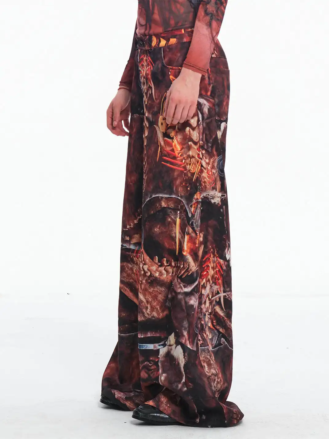 Embryo | Skeletal Simulation Tribal Totem Wide-Leg Pants