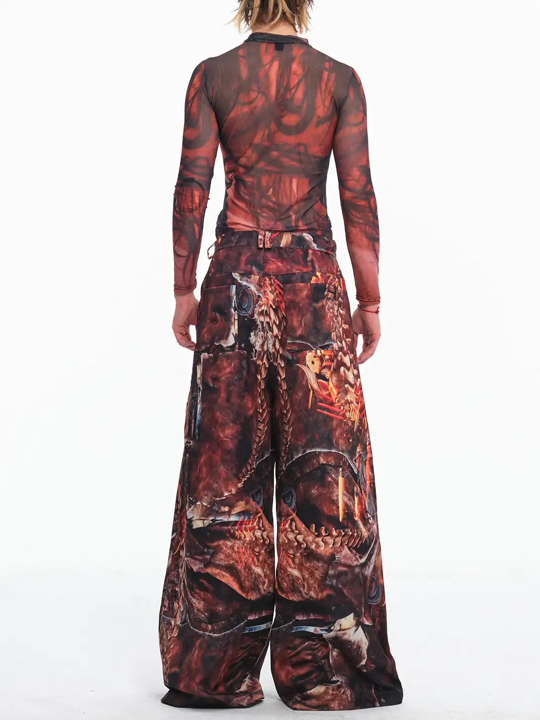 Embryo | Skeletal Simulation Tribal Totem Wide-Leg Pants