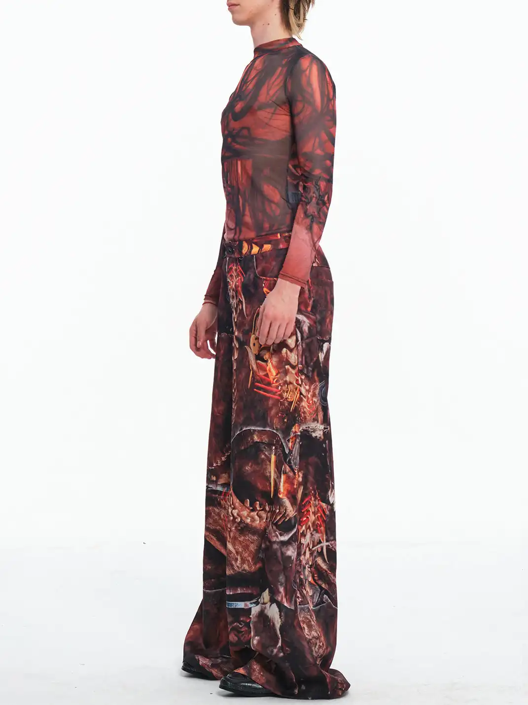 Embryo | Skeletal Simulation Tribal Totem Wide-Leg Pants