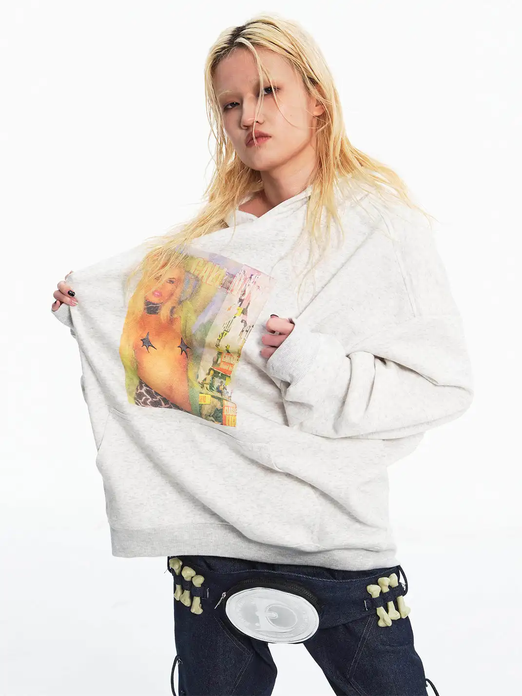 Embryo | Star Print Portrait Hooded Sweatshirt